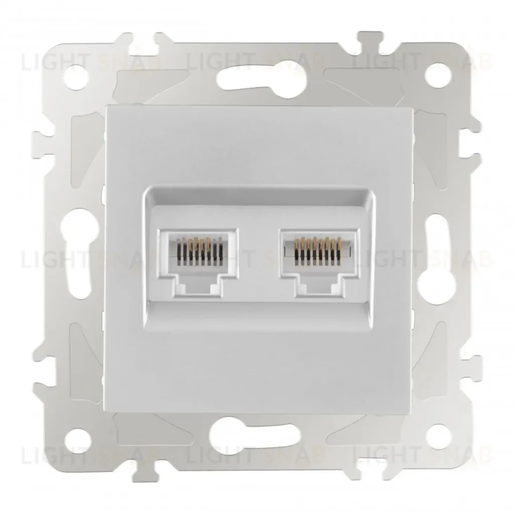 Розетка телефонная RJ11 + компьютерная RJ45 Arte Milano 203.44-1.silver 203.44-1.silver
