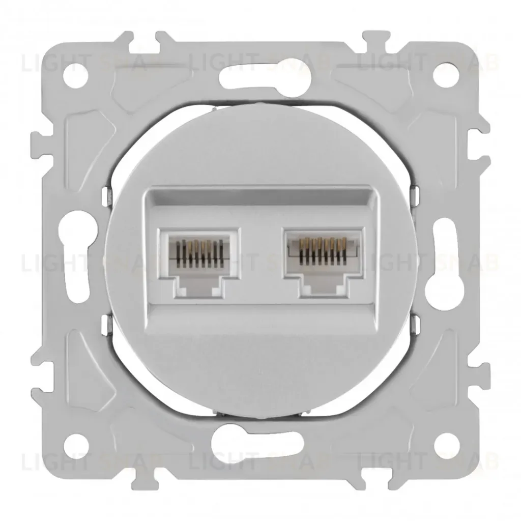 Розетка телефонная RJ11 + компьютерная RJ45 Arte Milano 202.44-1.silver 202.44-1.silver