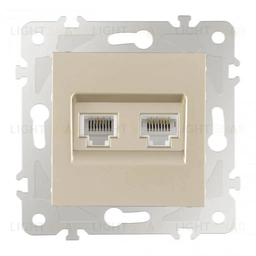 Розетка телефонная RJ11 + компьютерная RJ45 Arte Milano 203.44-1.shampan 203.44-1.shampan