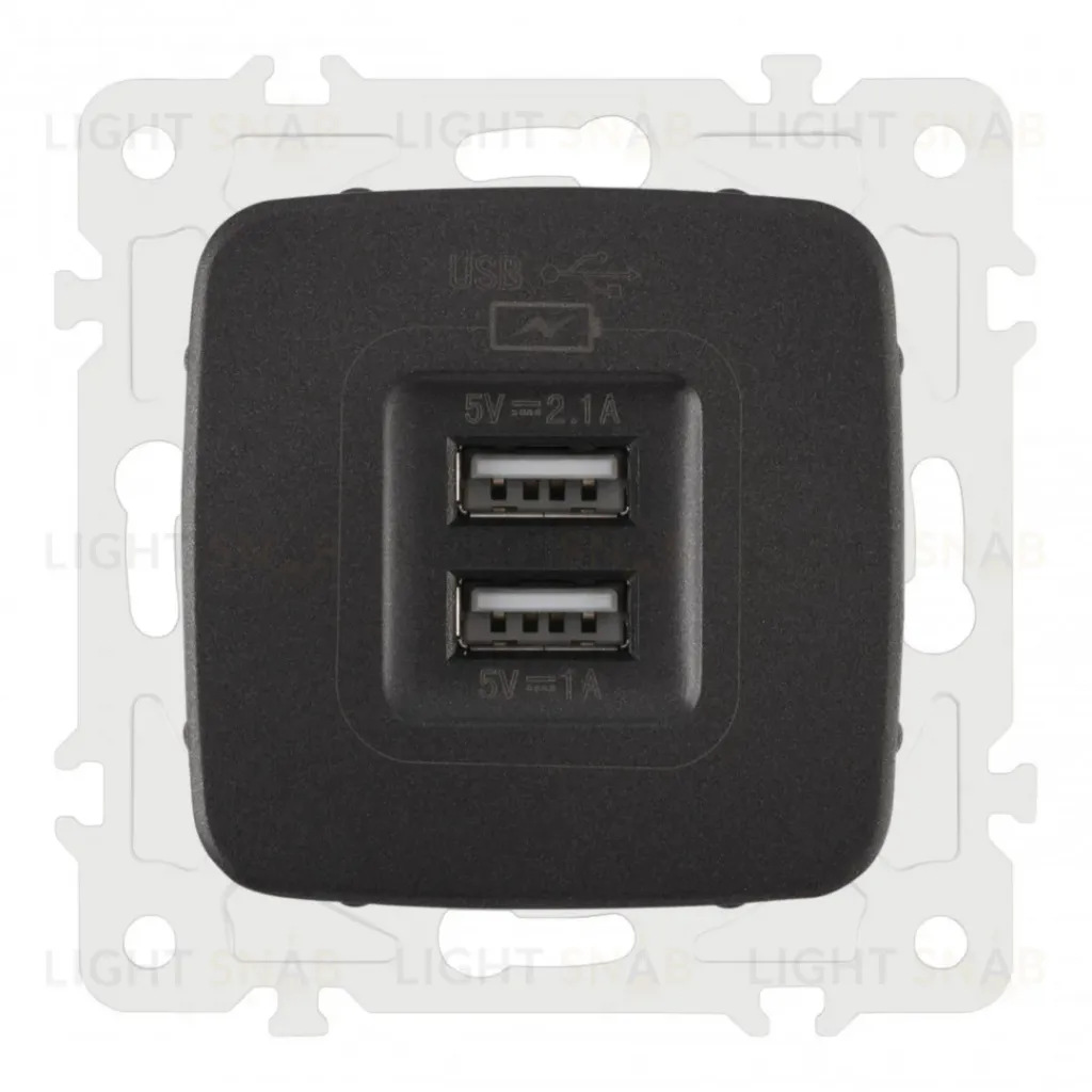 Розетка USB 2.1А+1А Arte Milano 205.46-1.black 205.46-1.black