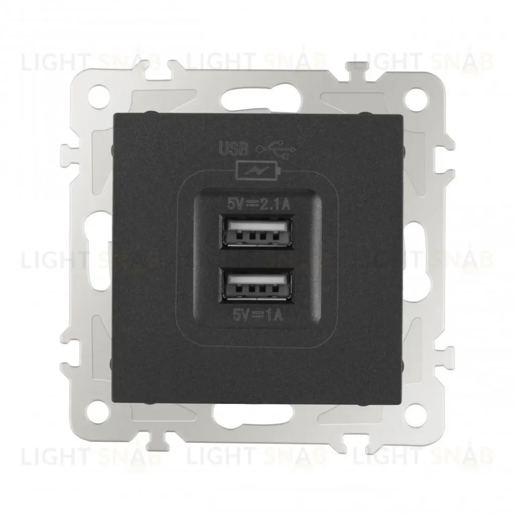 Розетка USB 2.1А+1А Arte Milano 206.46-1.black 206.46-1.black