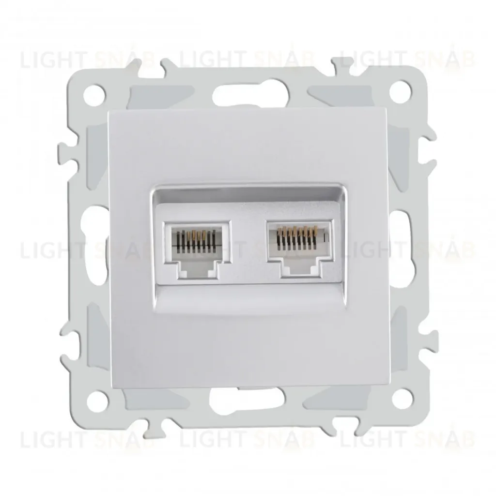 Розетка телефонная RJ11 + компьютерная RJ45 Arte Milano 206.44-1.silver 206.44-1.silver