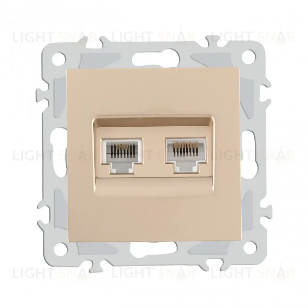 Розетка телефонная RJ11 + компьютерная RJ45 Arte Milano 206.44-1.shampan 206.44-1.shampan