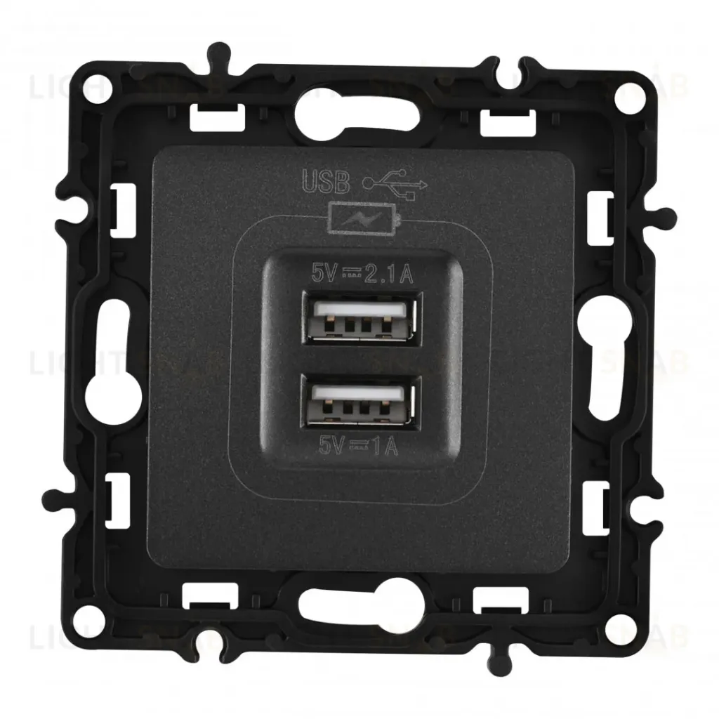 Розетка USB 2.1А+1А Arte Milano 217.46-1.black 217.46-1.black