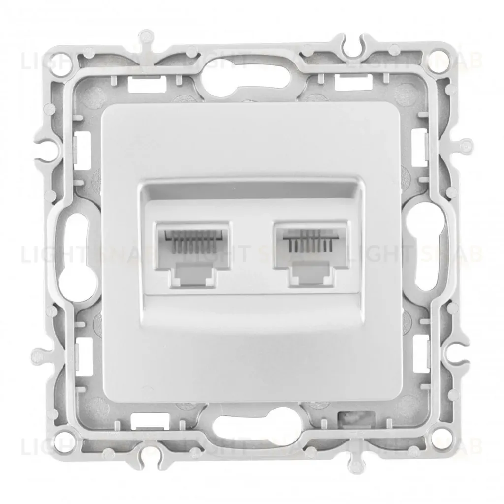 Розетка телефонная RJ11 + компьютерная RJ45 Arte Milano 217.44-1.silver 217.44-1.silver