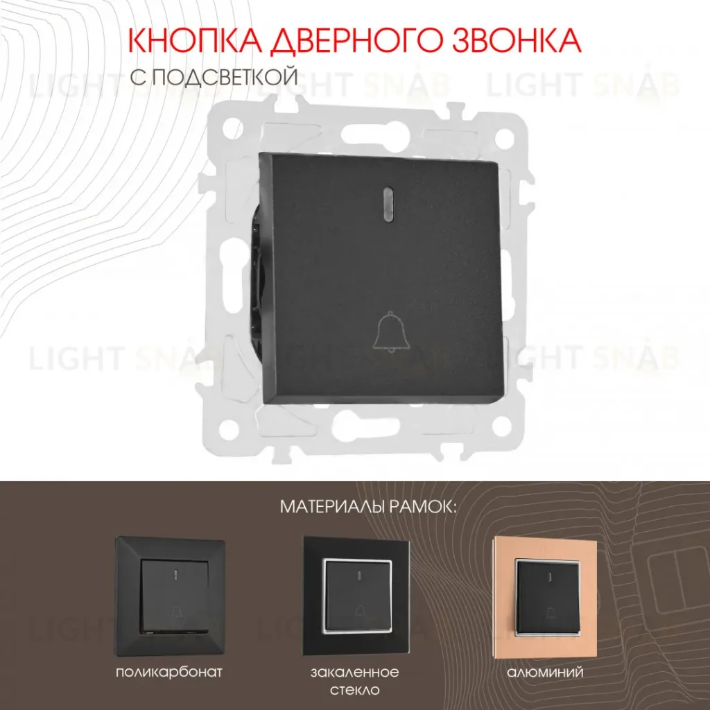 Кнопка дверного звонка с подсветкой Arte Milano 203.37-1.black 203.37-1.black