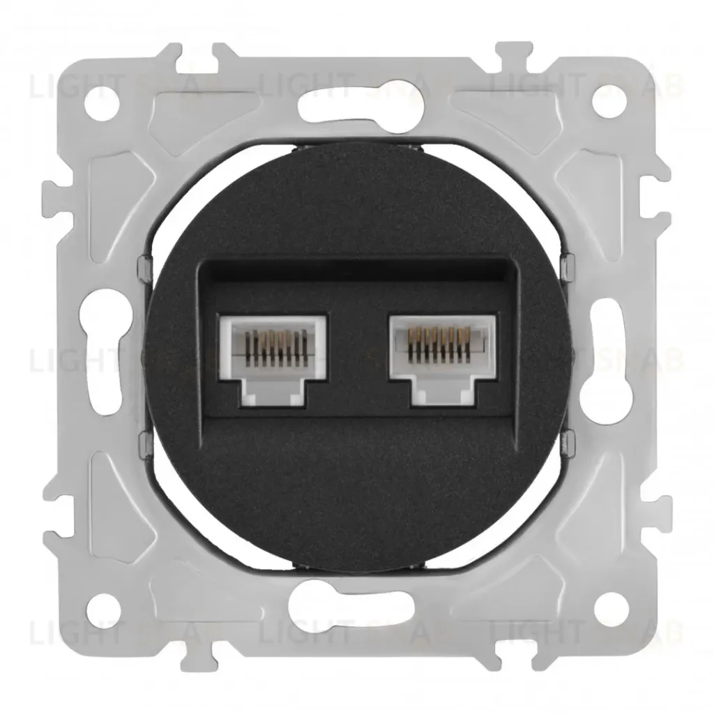 Розетка телефонная RJ11 + компьютерная RJ45 Arte Milano 202.44-1.black 202.44-1.black