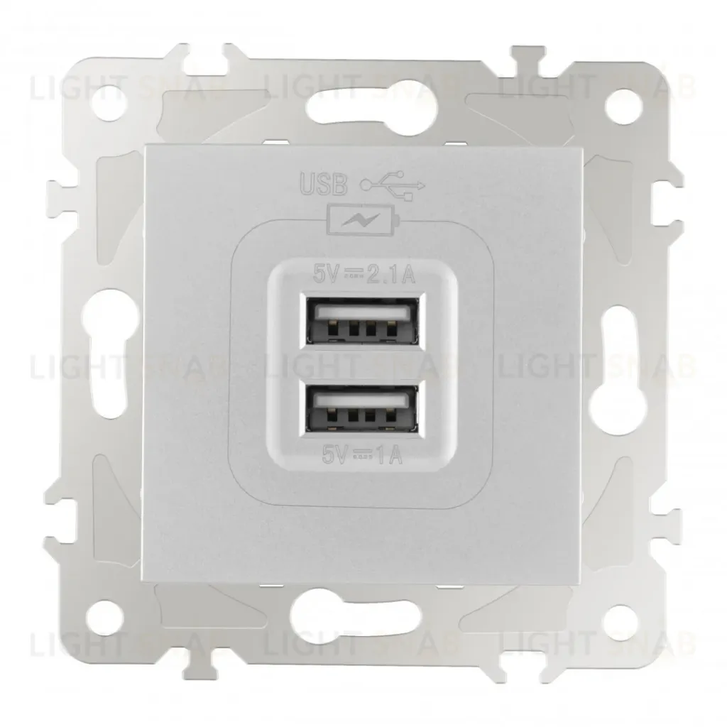 Розетка USB 2.1А+1А Arte Milano 203.46-1.silver 203.46-1.silver