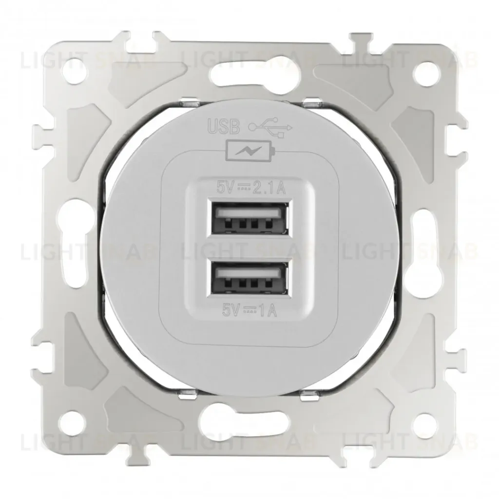 Розетка USB 2.1А+1А Arte Milano 202.46-1.silver 202.46-1.silver