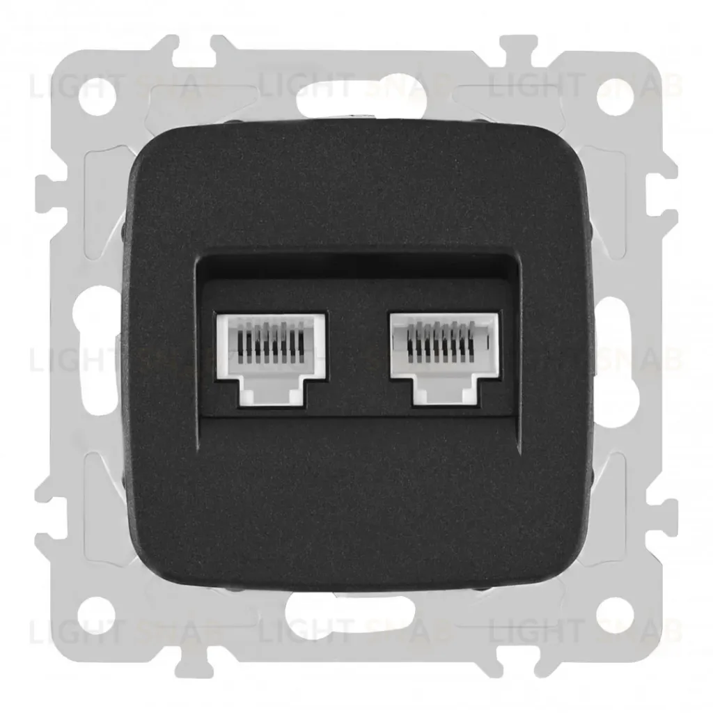 Розетка телефонная RJ11 + компьютерная RJ45 Arte Milano 205.44-1.black 205.44-1.black