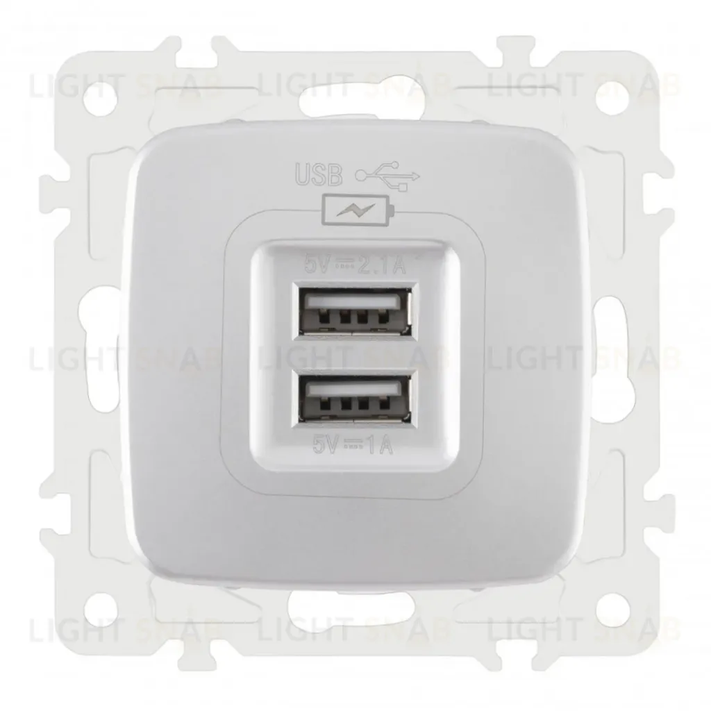 Розетка USB 2.1А+1А Arte Milano 205.46-1.silver 205.46-1.silver