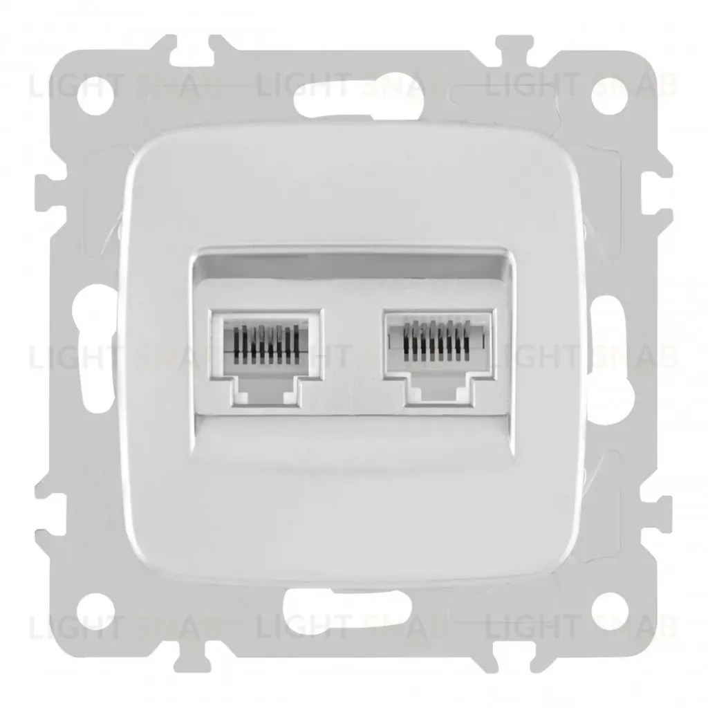 Розетка телефонная RJ11 + компьютерная RJ45 Arte Milano 205.44-1.silver 205.44-1.silver