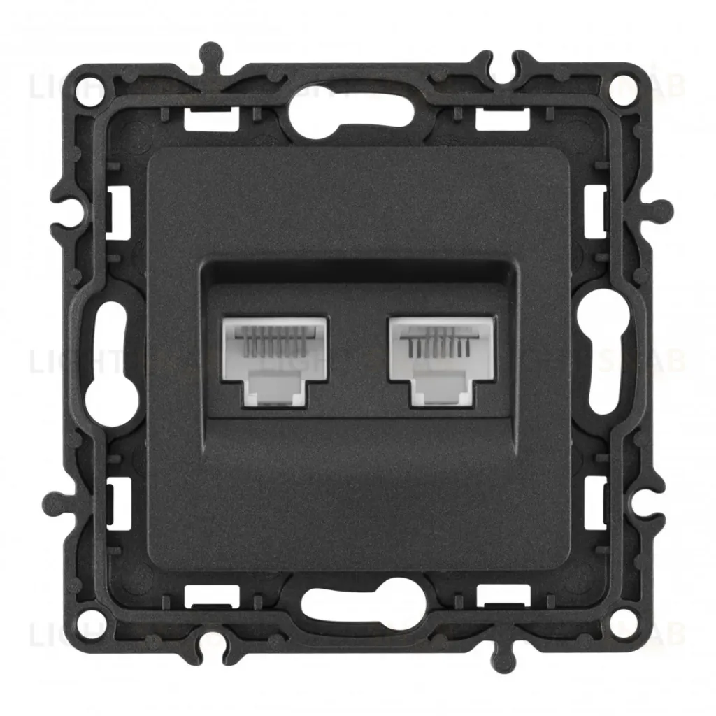 Розетка телефонная RJ11 + компьютерная RJ45 Arte Milano 217.44-1.black 217.44-1.black