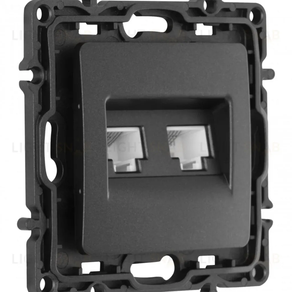Розетка телефонная RJ11 + компьютерная RJ45 Arte Milano 217.44-1.black 217.44-1.black