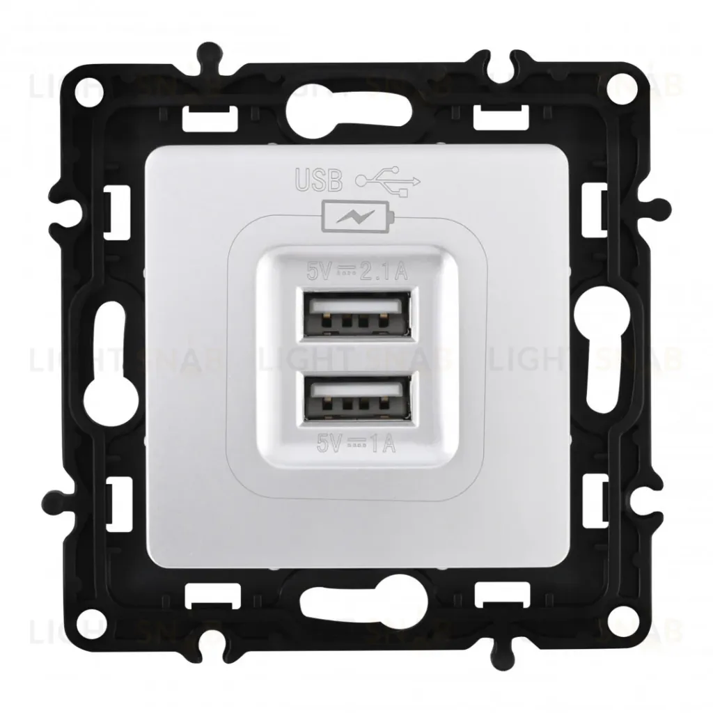 Розетка USB 2.1А+1А Arte Milano 217.46-1.silver 217.46-1.silver