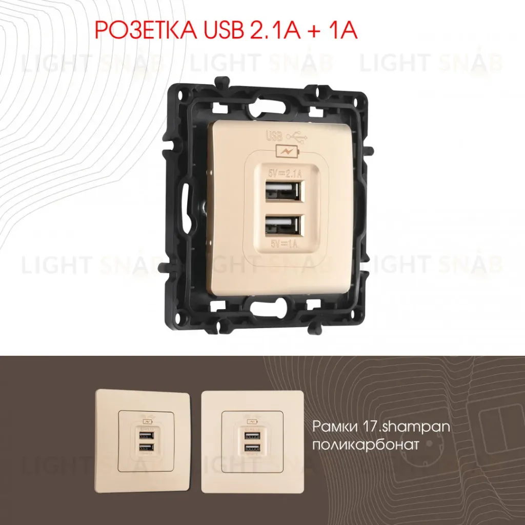 Розетка USB 2.1А+1А Arte Milano 217.46-1.shampan 217.46-1.shampan