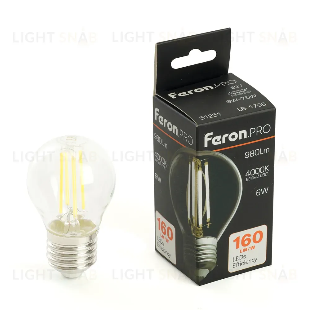 Лампа светодиодная Feron LB-1706 E27 6W 4000K 51251 51251