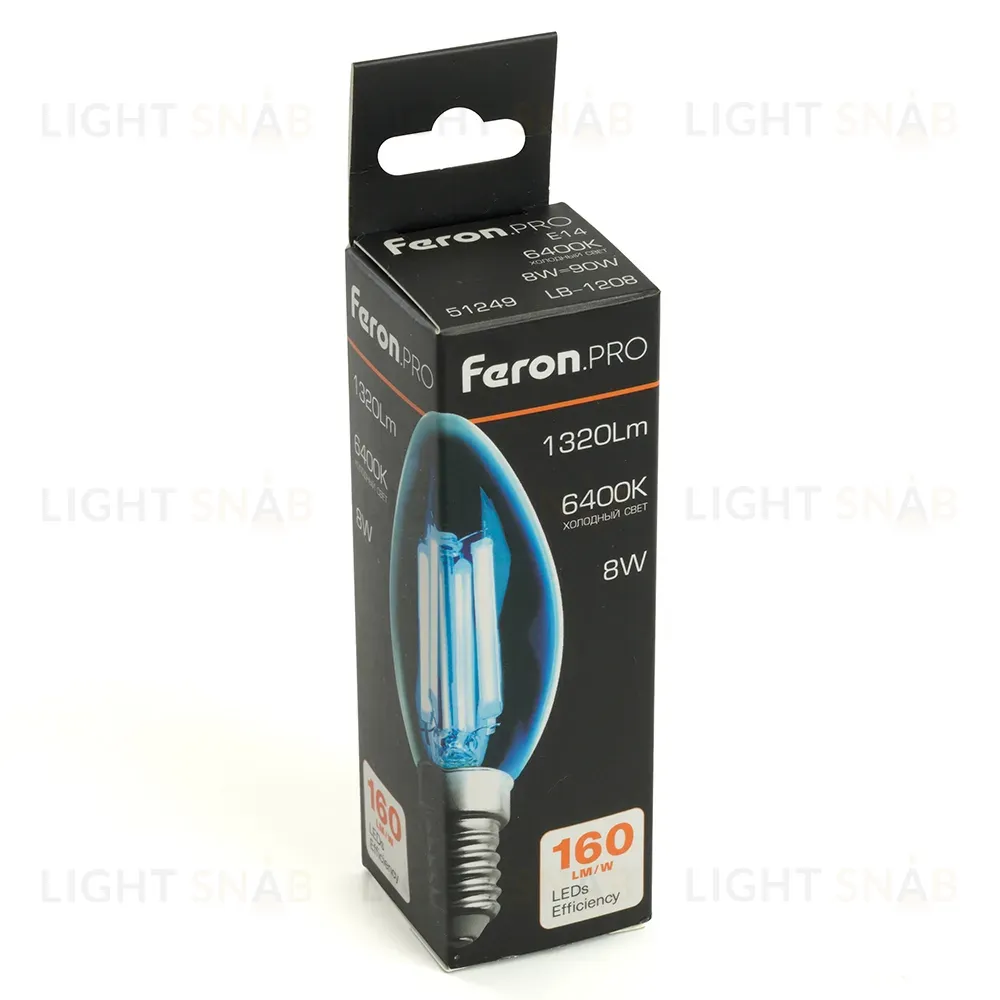 Лампа светодиодная Feron LB-1208 E14 8W 6400K 51249 51249