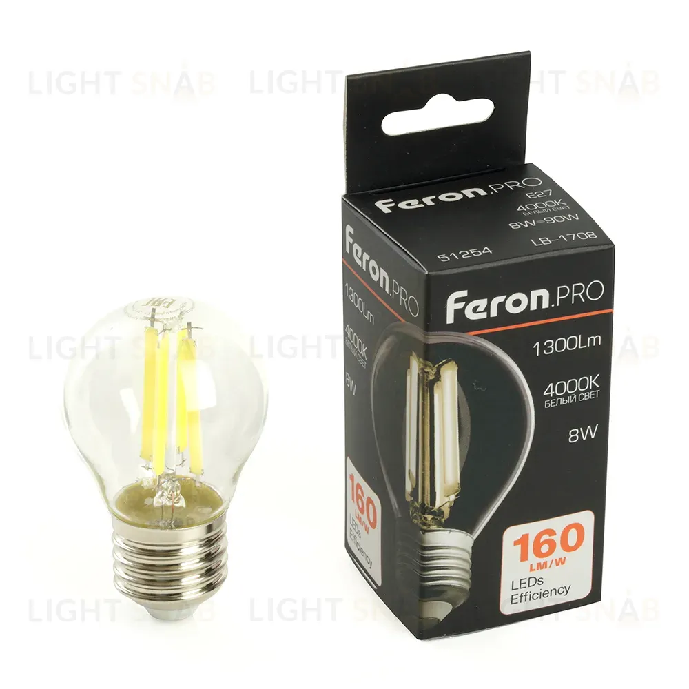 Лампа светодиодная Feron LB-1708 E27 8W 4000K 51254 51254