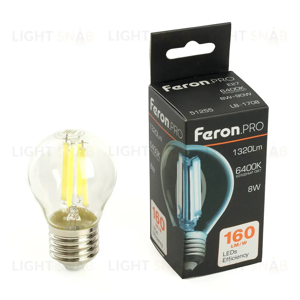 Лампа светодиодная Feron LB-1708 E27 8W 6400K 51255 51255