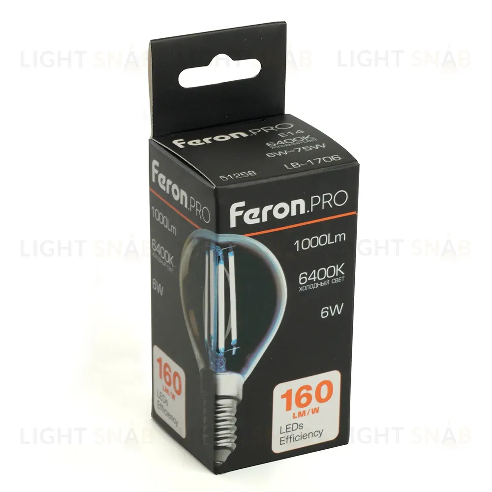 Лампа светодиодная Feron LB-1706 E14 6W 6400K 51258 51258