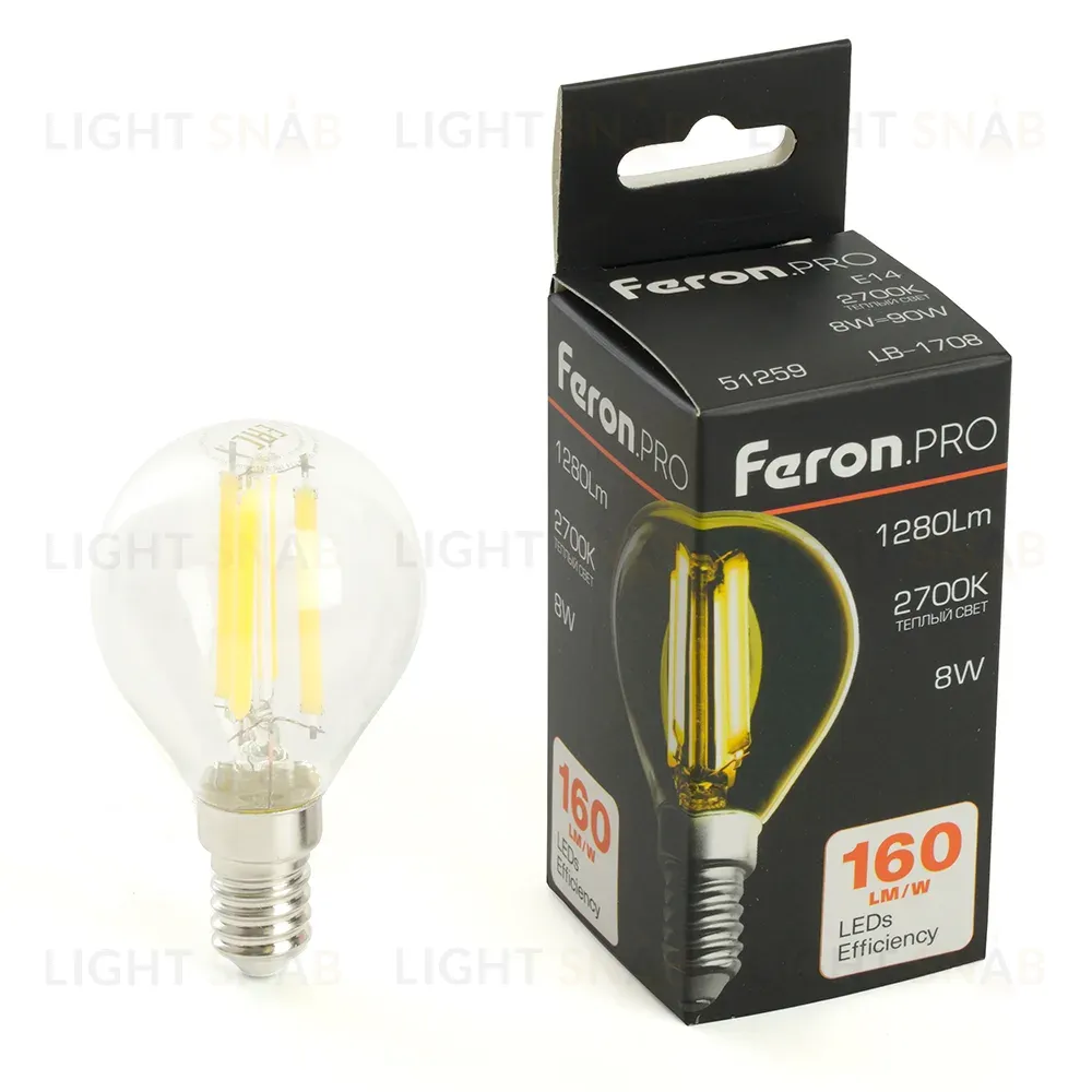 Лампа светодиодная Feron LB-1708 E14 8W 2700K 51259 51259