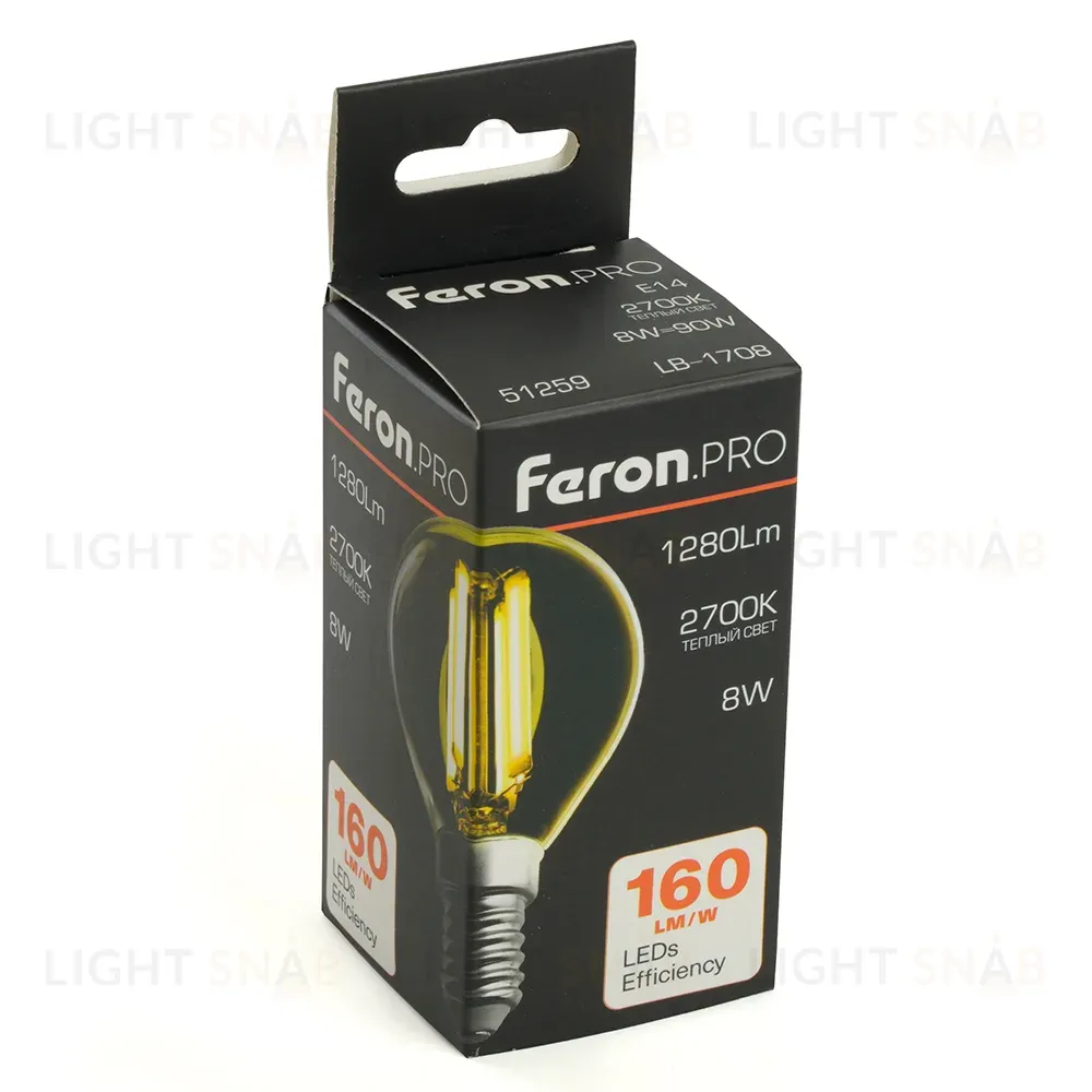 Лампа светодиодная Feron LB-1708 E14 8W 2700K 51259 51259