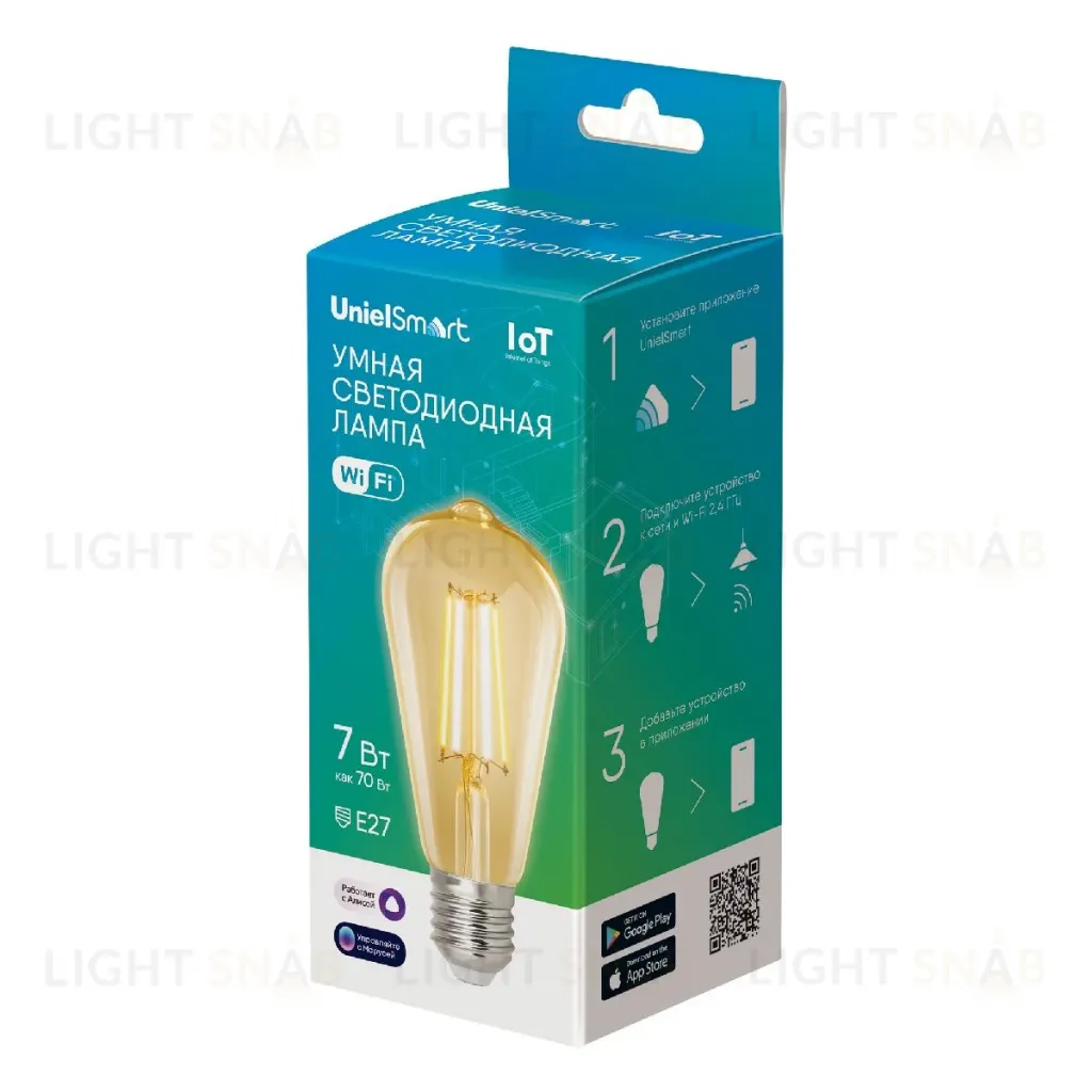 Лампа светодиодная умная Uniel LED-ST64-7W/SW/E27/230V/WF GLS82GO UL-00011657 LED-ST64-7W/SW/E27/230V/WF GLS82GO