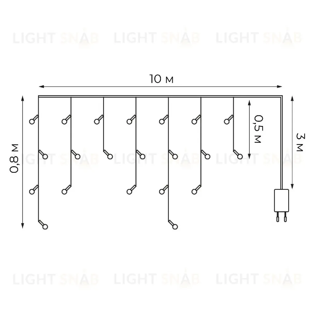 Гирлянда Бахрома Uniel Sky ULD-B10008-480/TTK WHITE IP44 UL-00012069 ULD-B10008-480/TTK WHITE IP44