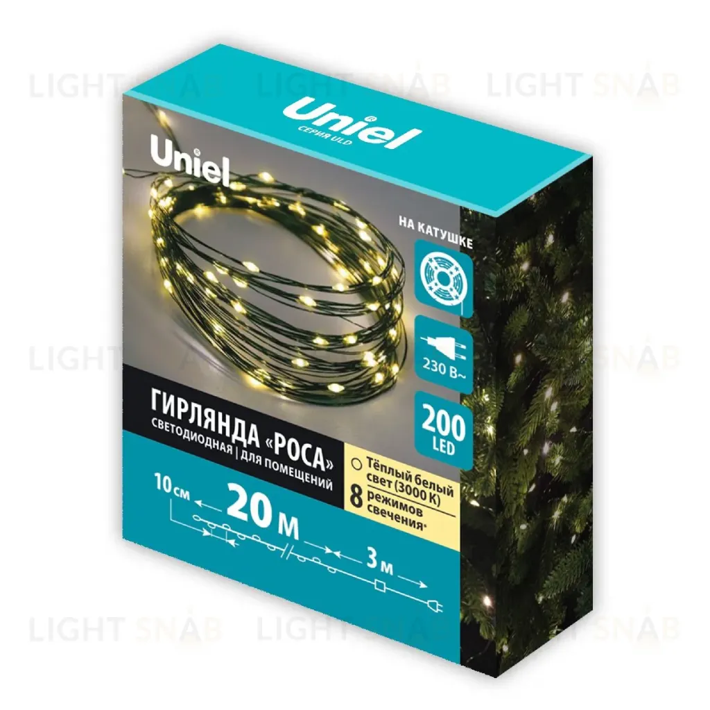 Гирлянда Роса Uniel ULD-S2000-200/DGA WARM WHITE IP20 DEW UL-00012079 ULD-S2000-200/DGA WARM WHITE IP20 DEW