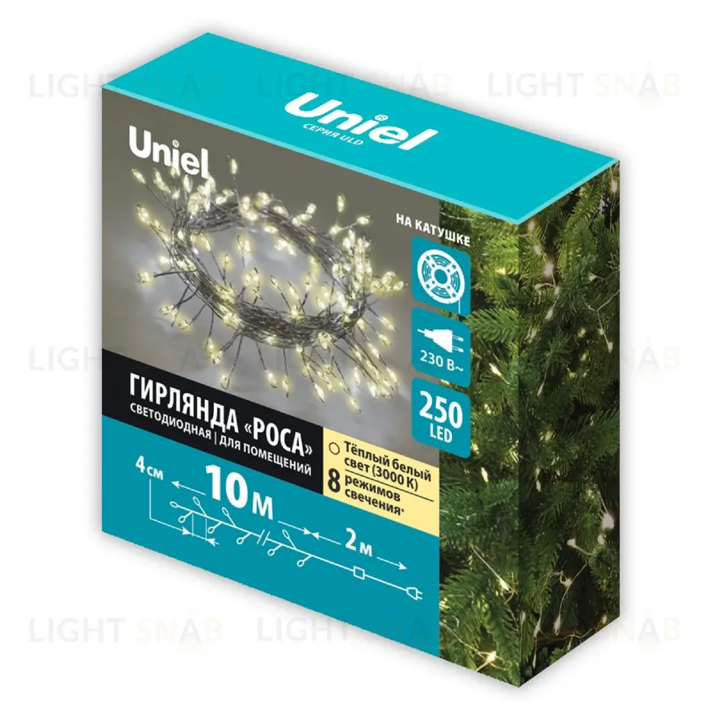 Гирлянда Роса Uniel ULD-S1000-250/DTA WARM WHITE IP20 DEWDROP UL-00012124 ULD-S1000-250/DTA WARM WHITE IP20 DEWDROP