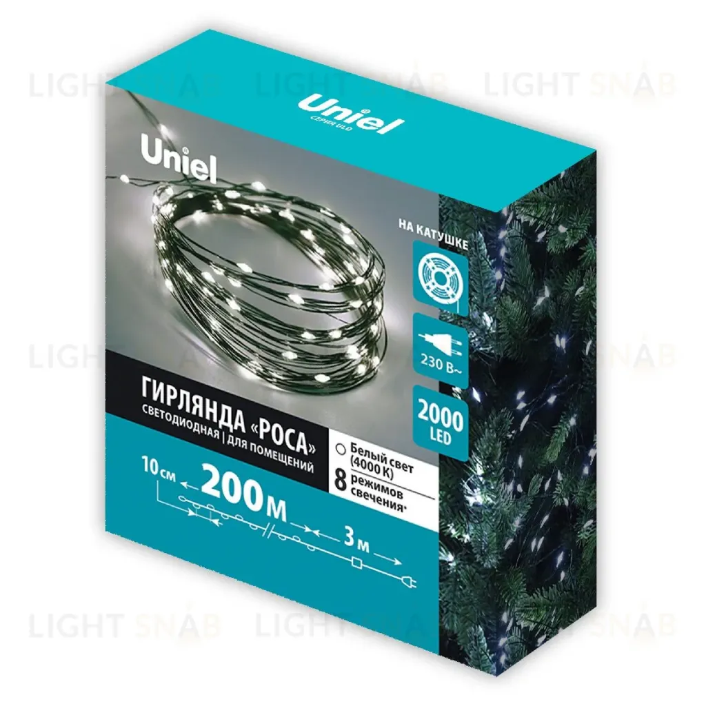 Гирлянда Роса Uniel ULD-S20000-2000/DGA WHITE IP20 DEW UL-00012091 ULD-S20000-2000/DGA WHITE IP20 DEW