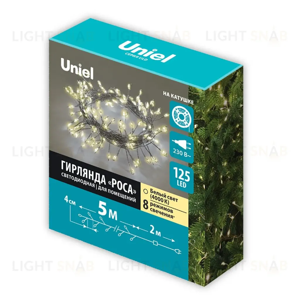Гирлянда Роса Uniel ULD-S0500-125/DTA WARM WHITE IP20 DEWDROP UL-00012122 ULD-S0500-125/DTA WARM WHITE IP20 DEWDROP