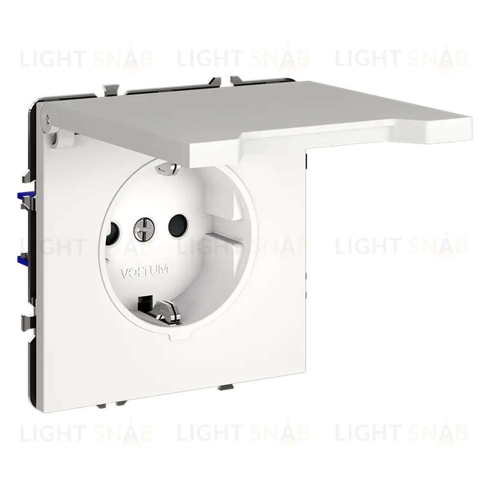 Розетка с защитными шторками и крышкой Voltum S70 VLS040302 (белый матовый) VLS040302