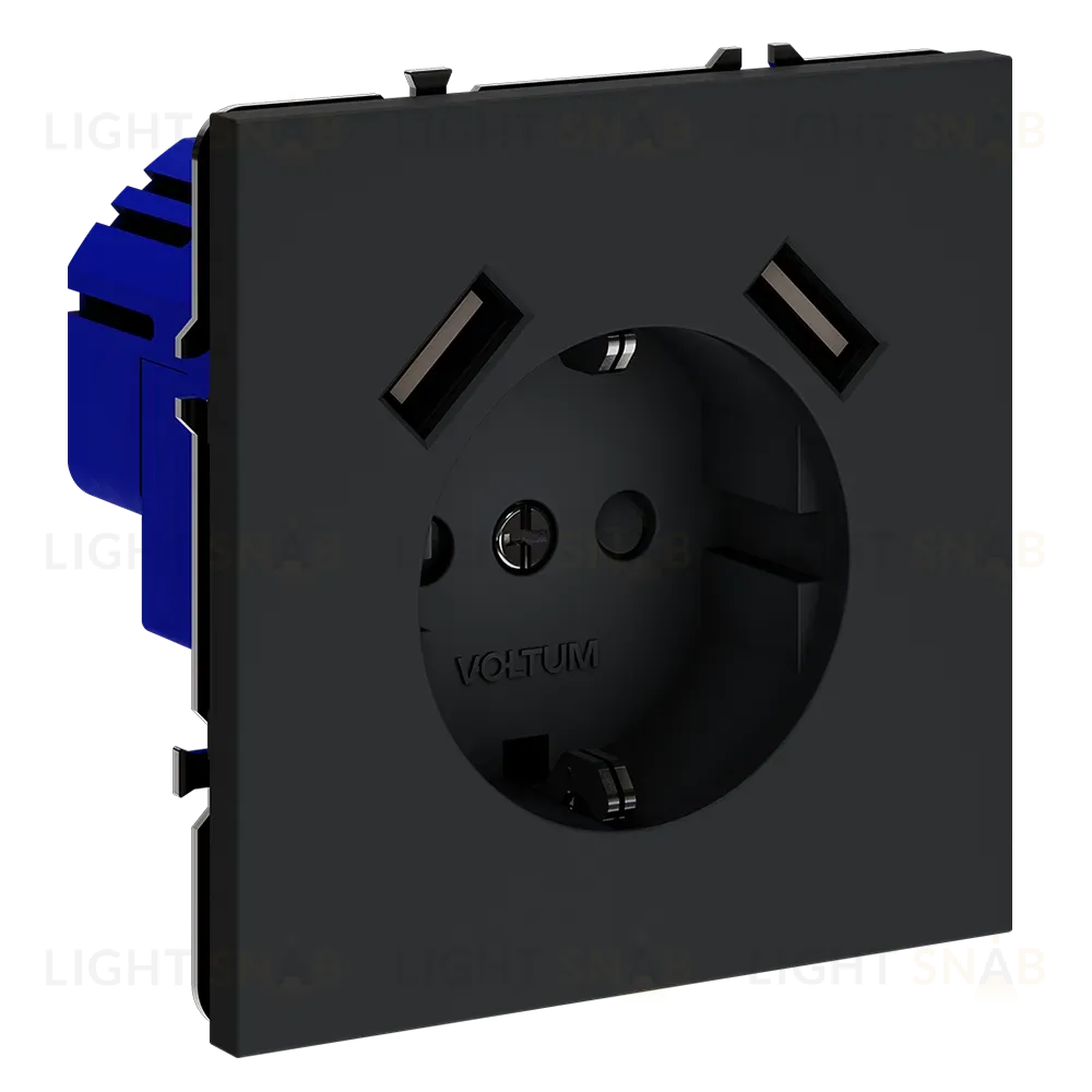 Розетка с USB, А+А Voltum S70 VLS040407 (графит) VLS040407