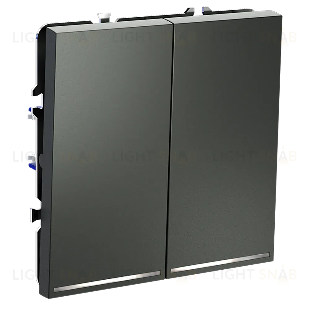 Проходной переключатель двухклавишный с подсветкой Voltum S70 VLS020406 (титан) VLS020406