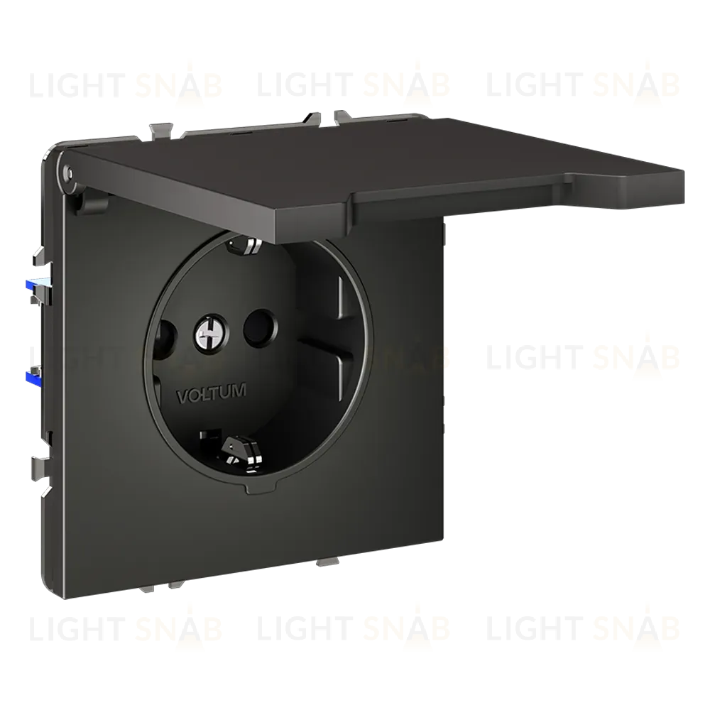 Розетка с защитными шторками и крышкой Voltum S70 VLS040306 (титан) VLS040306
