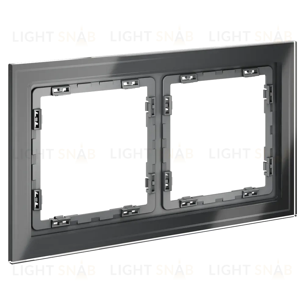 Рамка на 2 поста Voltum S70 VLS110207 (графит, стекло) VLS110207