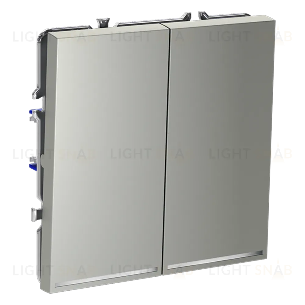 Проходной переключатель двухклавишный с подсветкой Voltum S70 VLS020405 (сталь) VLS020405
