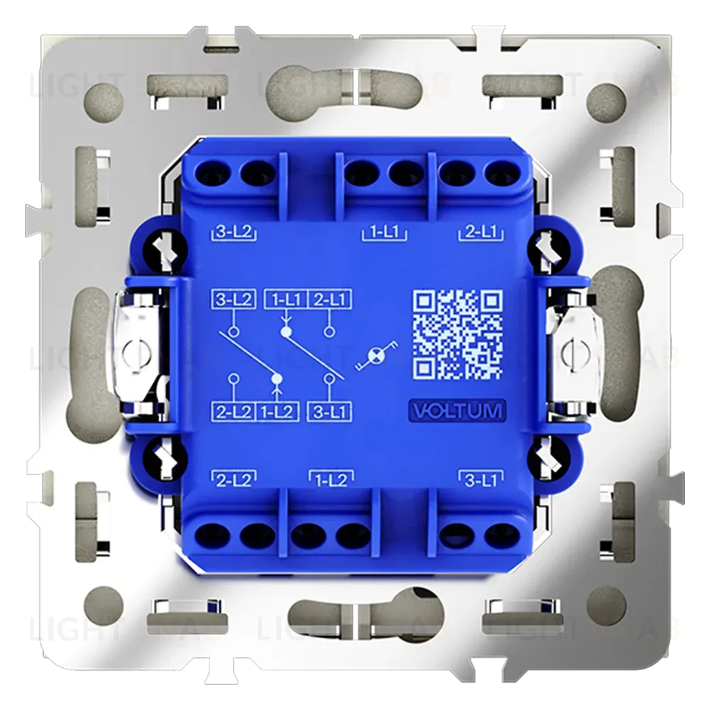 Проходной переключатель двухклавишный с подсветкой Voltum S70 VLS020405 (сталь) VLS020405