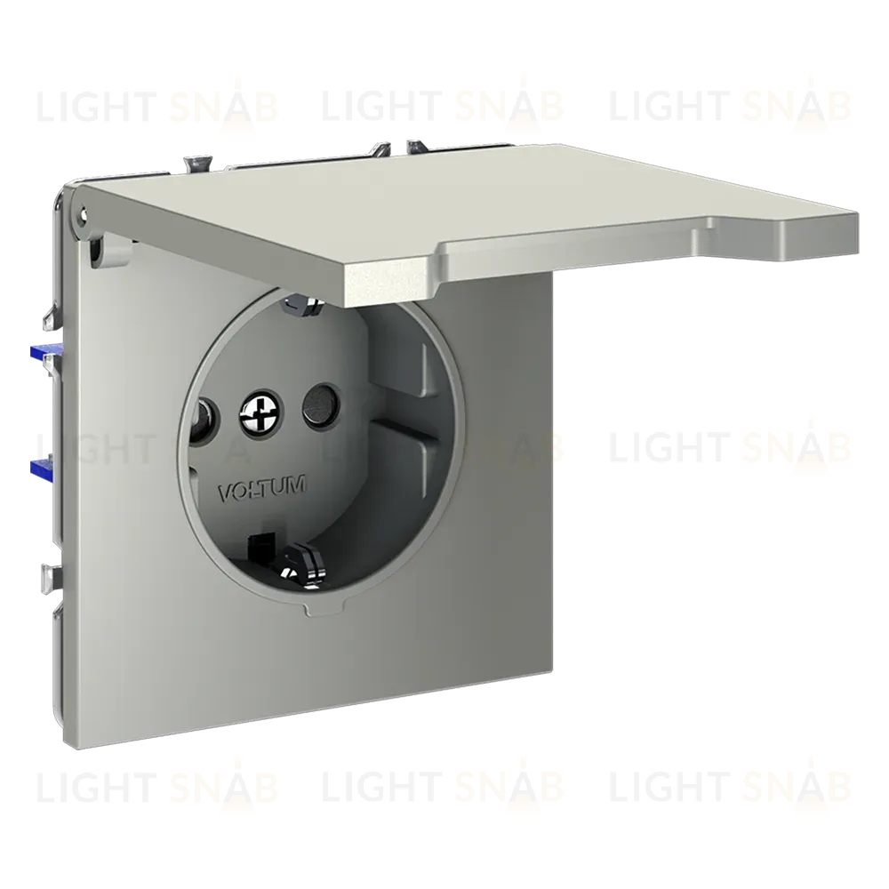 Розетка с защитными шторками и крышкой Voltum S70 VLS040305 (сталь) VLS040305