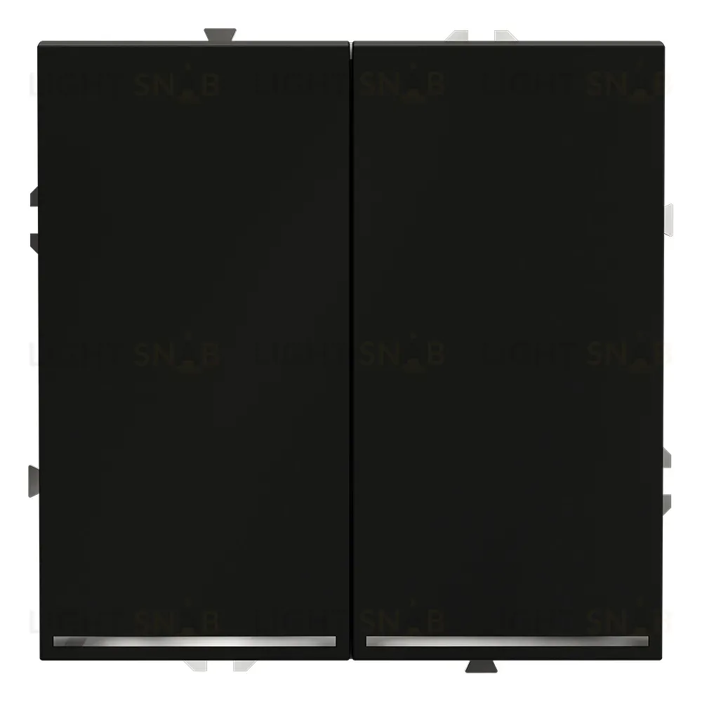 Выключатель двухклавишный с подсветкой Voltum S70 VLS020208 (черный матовый) VLS020208