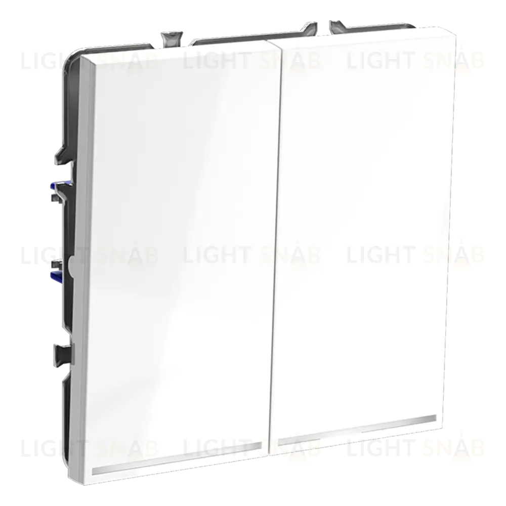 Проходной переключатель двухклавишный с подсветкой Voltum S70 VLS020401 (белый глянцевый) VLS020401
