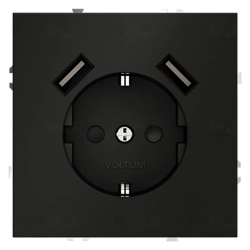 Розетка с USB, А+А Voltum S70 VLS040408 (черный матовый VLS040408