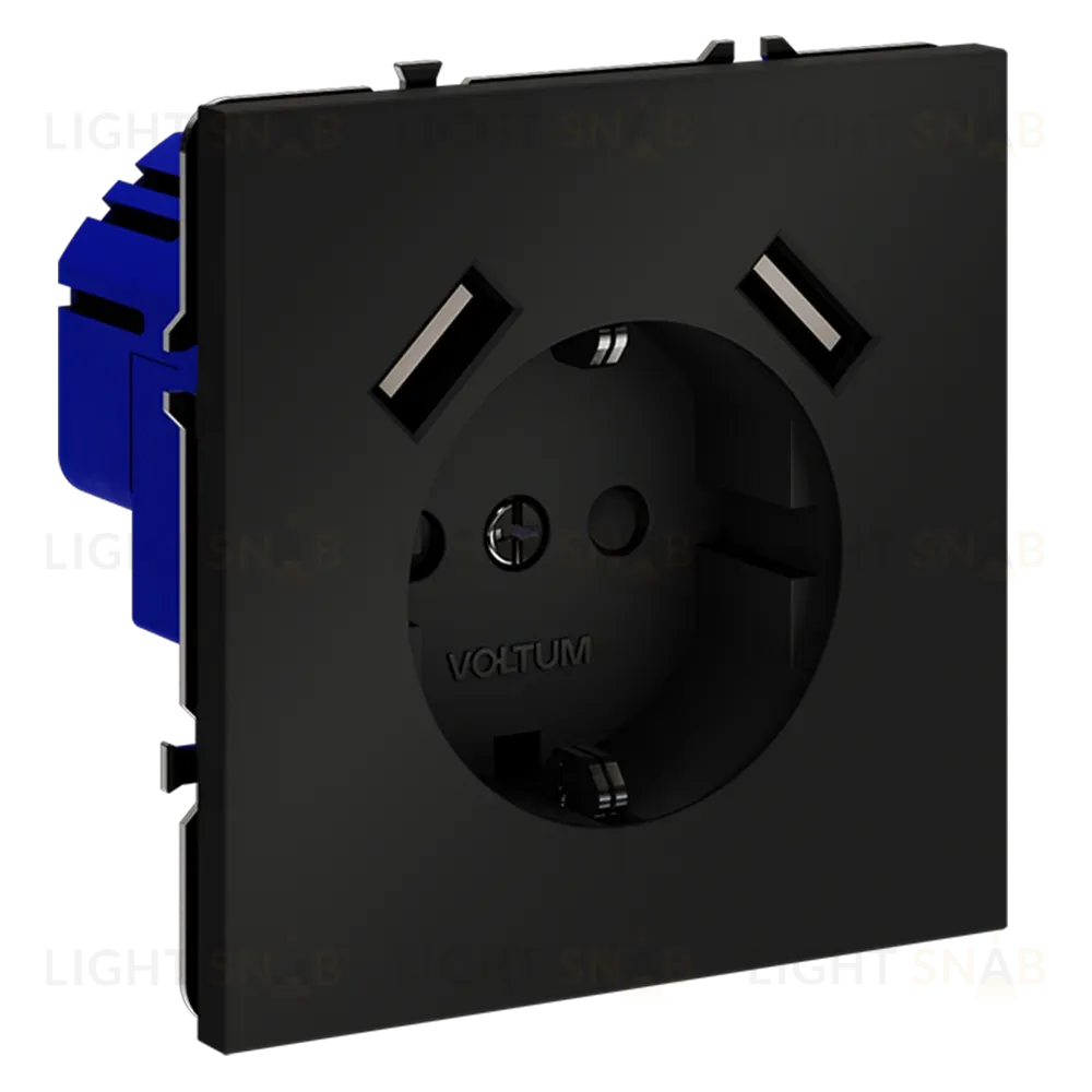 Розетка с USB, А+А Voltum S70 VLS040408 (черный матовый VLS040408