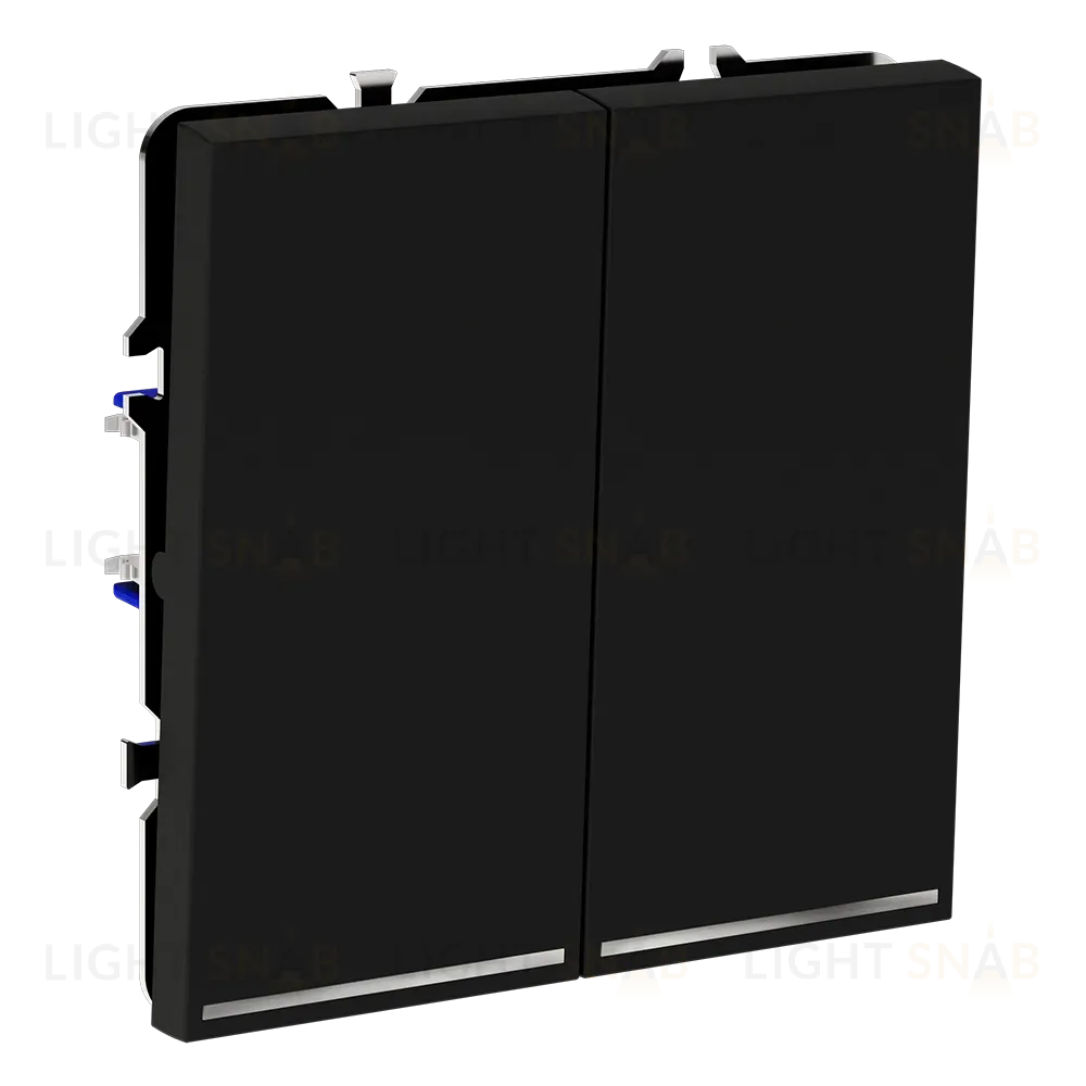 Проходной переключатель двухклавишный с подсветкой Voltum S70 VLS020408 (черный матовый) VLS020408