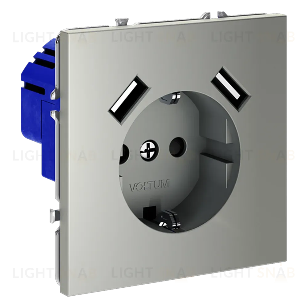 Розетка с USB, А+А Voltum S70 VLS040405 (сталь) VLS040405