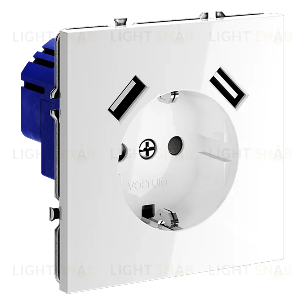 Розетка с USB, А+А Voltum S70 VLS040401 (белый глянцевы VLS040401