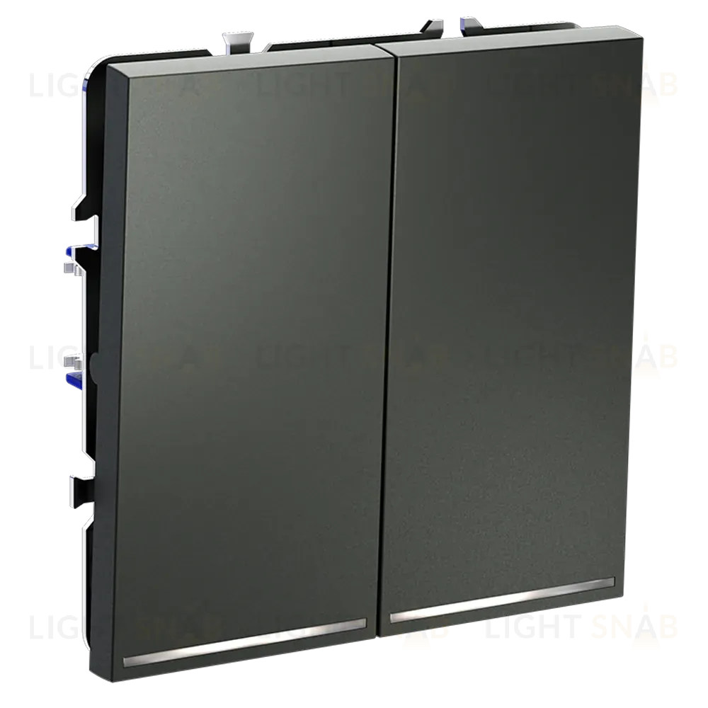 Выключатель двухклавишный с подсветкой Voltum S70 VLS020206 (титан) VLS020206