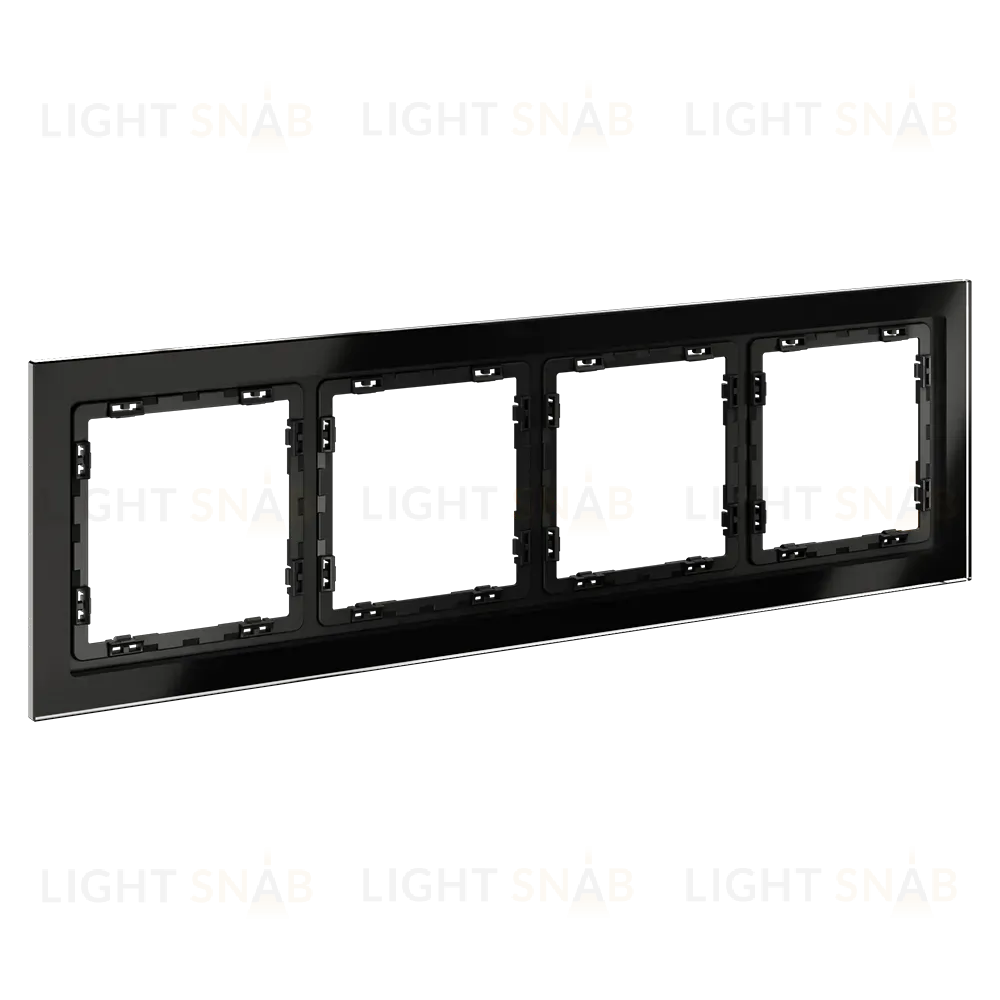 Рамка на 4 поста Voltum S70 VLS110408 (черный,стекло) VLS110408